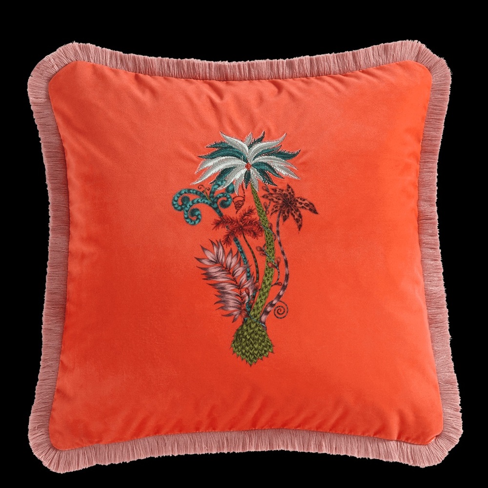 Decorative Orange Pillow with Fringe